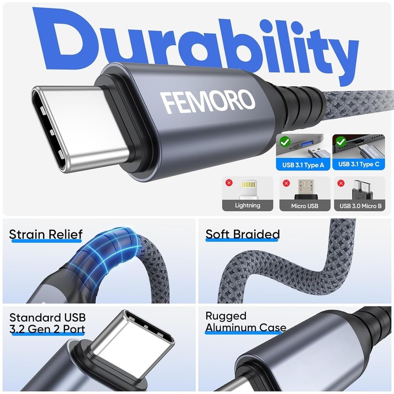 High-Speed USB A to C 3ft Cable - 10Gbps Transfer & Fast Charge for Devices gallery