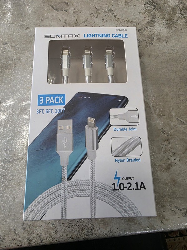 Cable and Portable Battery Charger Compatible With Apple Devices