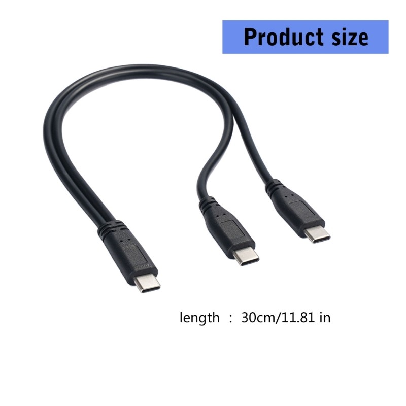 30cm USB Type C to Two Type C Male Cable Fast Speed Charging Cord for Phones gallery