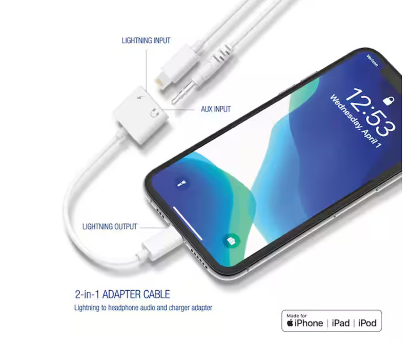 2 in1 3.5mm Headphone Adapter Cable Audio Splitter Dongle Adapter Fit for iPhone gallery