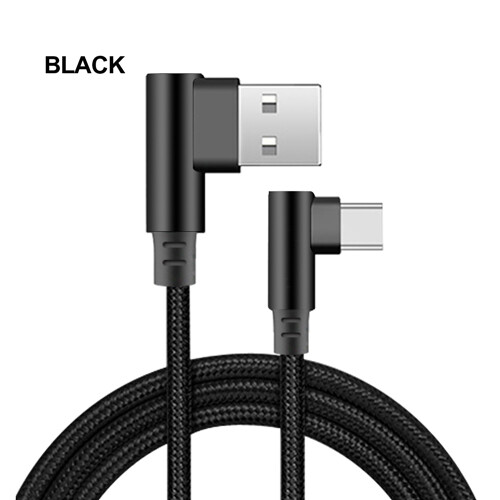 Type C 90 Degree Braided USB C Fast Charging Cable Data Sync For Samsung Huawei