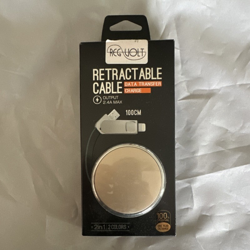 Regvolt Retractable Charging & Data Sync Cable 100cm Champagne For Apple Android
