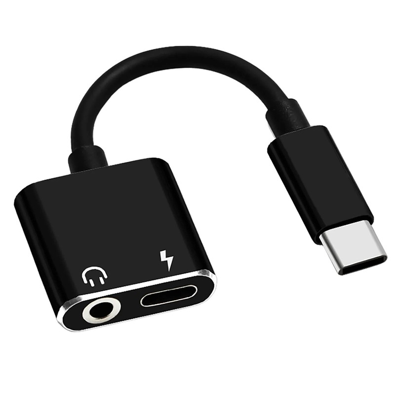 2 In 1 USB-C To 3.5mm Jack Adapter + Type C Audio Charging Headphones
