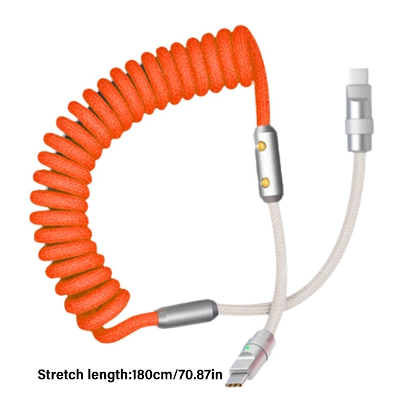 Metal Spring Data Cable, 120W Fast Charging Stretchable Cord Tailored for Usb C gallery