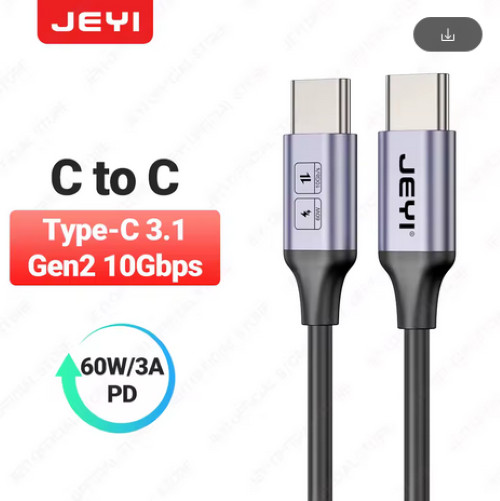 JEYI USB A to USB Type C Cable 60W Fast Charging 10Gbps Data Transfer 23cm New