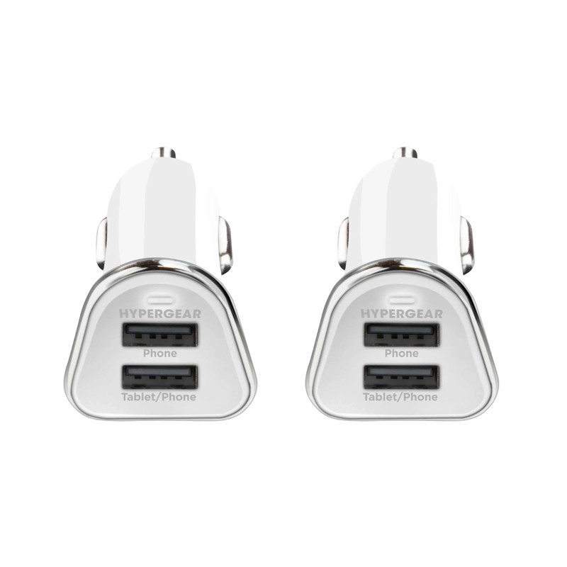 HyperGear Dual USB Car Charger 12W USB + 5W USB 3.4A Smart Chip 2-PACK NEW