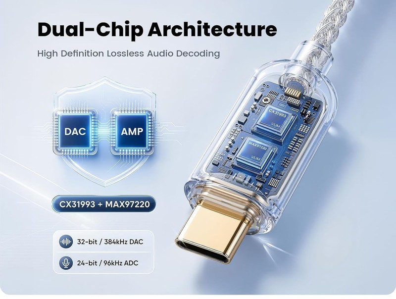 USB C to 3.5mm Hi-Res Audio Cord, 24K Gold Plated, 4ft gallery