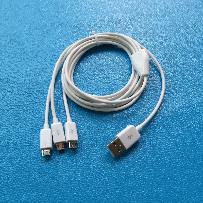 2M 6FT Micro USB Splitter Cable, 1 to 3 Micro USB Cable Charging Cord-White gallery