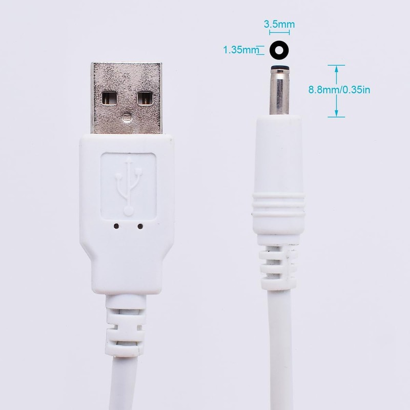 2 PCS USB Power Cable White 4FT/1.2M To 3.5mm Plug 5V DC 20AWG For Fans gallery