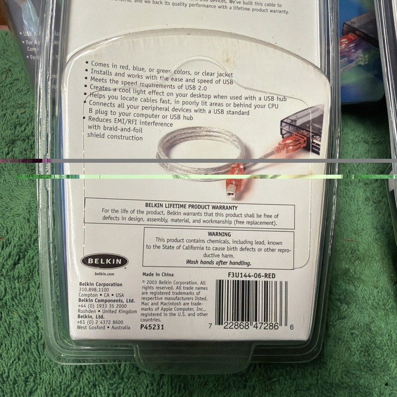 5-Bellkin Lighted Usb Cables 4-6 Ft. Red And 1-6Ft Clear. gallery