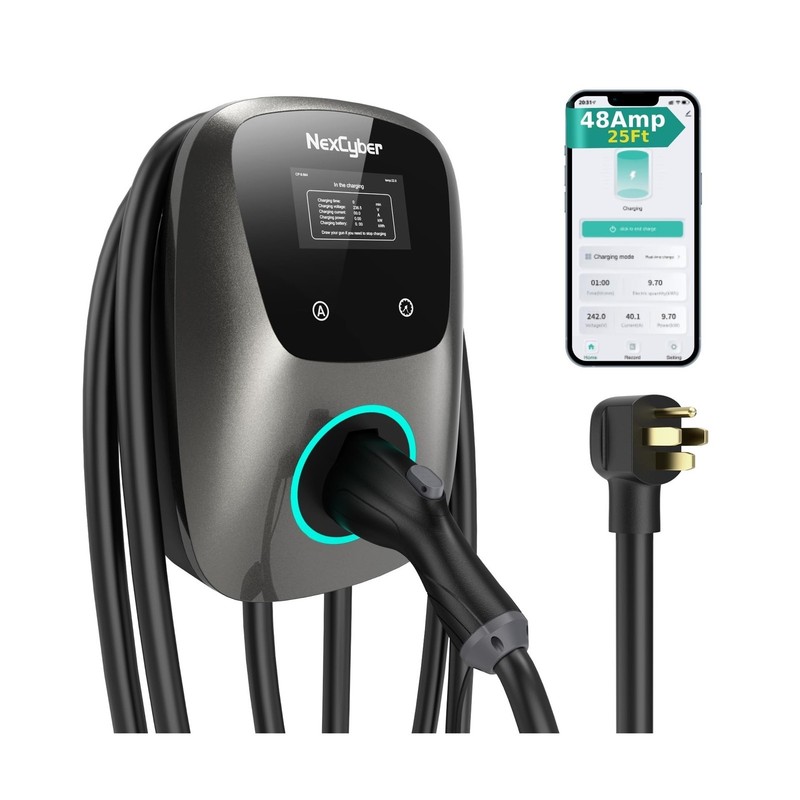 Level 2 EV Charger(WiFi APP/Plug-Play), 48A, 25ft Cable ETL Certified, Home L…