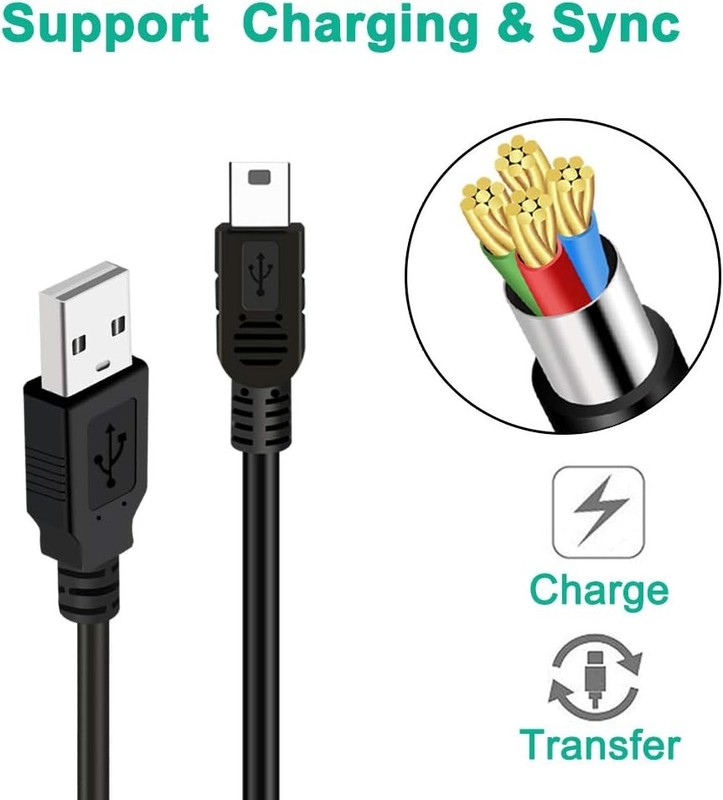 Mini USB Data Sync Charger Charging Cable Cord SatNavs, Dash Cam 3FT Lot gallery