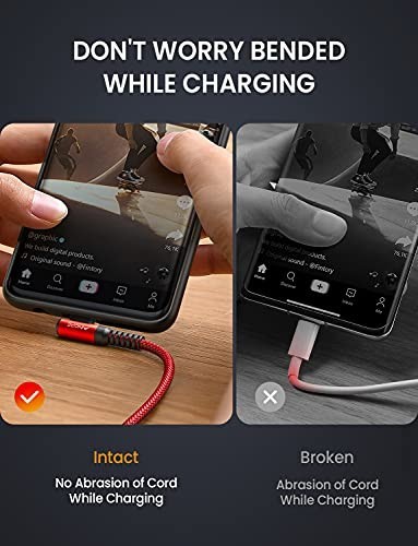 Fast Charging USB Type C Cable 3.1A (2-Pack, 10ft) Right Angle Nylon Braided Red gallery