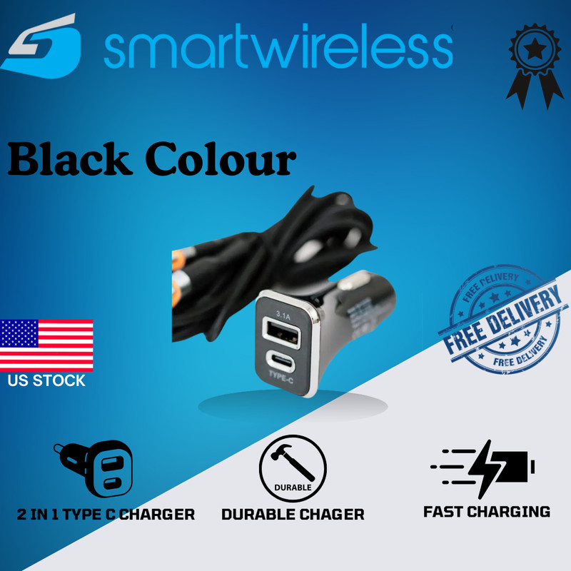 Pack of 12 2 in 1 iPhone 3.1A 6Ft Cable & USB TypeC Car Charger Adapter Lot gallery