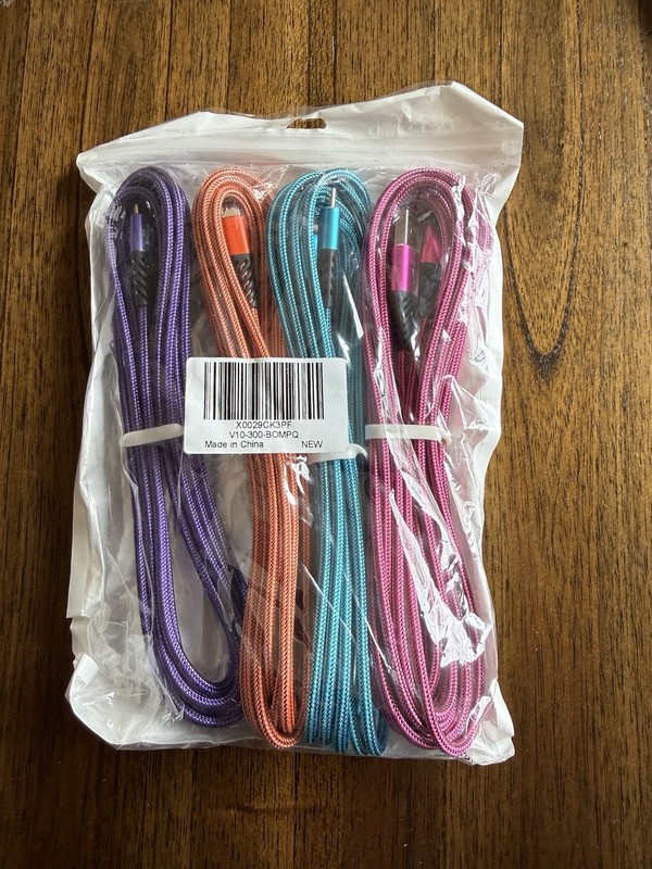 4-PACK Micro USB Nylon Braided 10ft Data Charger Charging Cable Cord Multi Color