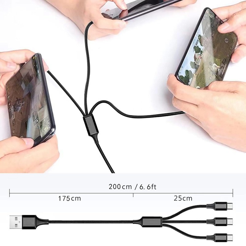 Multi USB Cable 6.6FT, 2Pack, Charge 3 Phones Simultaneously, 3 in 1 USB-Char... gallery