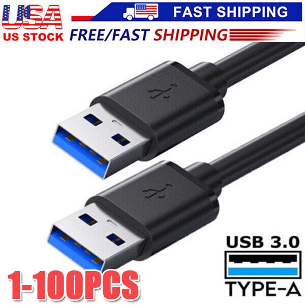 USB 3.0 A Male to A Male Cable Data Transfer Super Speed Power Charger Metal LOT