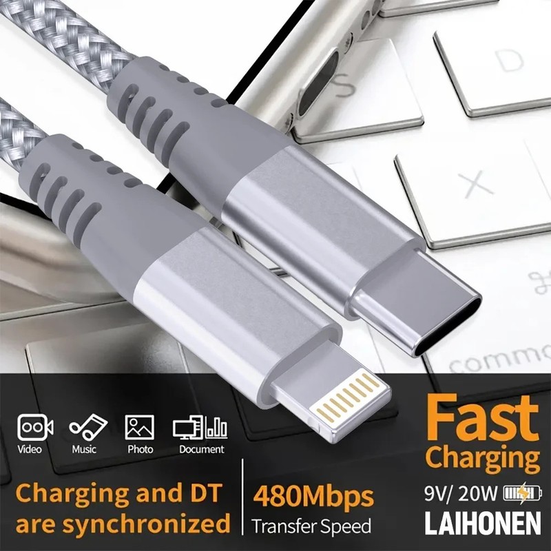 USB-C MFi Certified Fast Charging Cable, Durable Nylon Braided High Speed iphone gallery