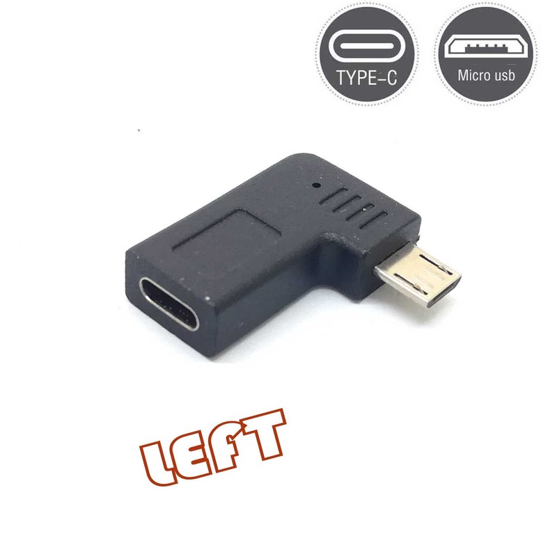 90 Angle Type-C Female To Micro-B Micro Male USB Charging Data Otg Adapter Sx