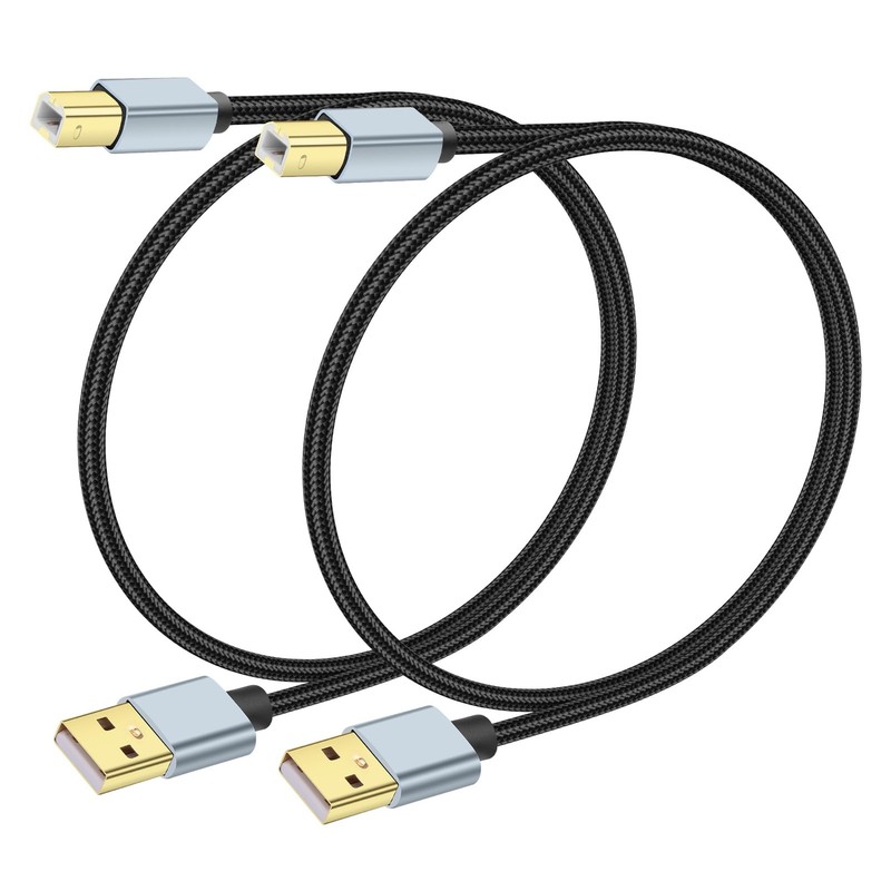 1 Ft USB A to USB B Printer Cable 2.0 Type A Male to B Male High Speed 2 PCS