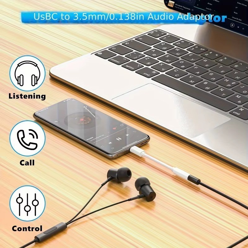 USB-C Audio Adapter Jack 3.5mm DAC Compatible for iPhone 15 16 Samsung Pixel gallery