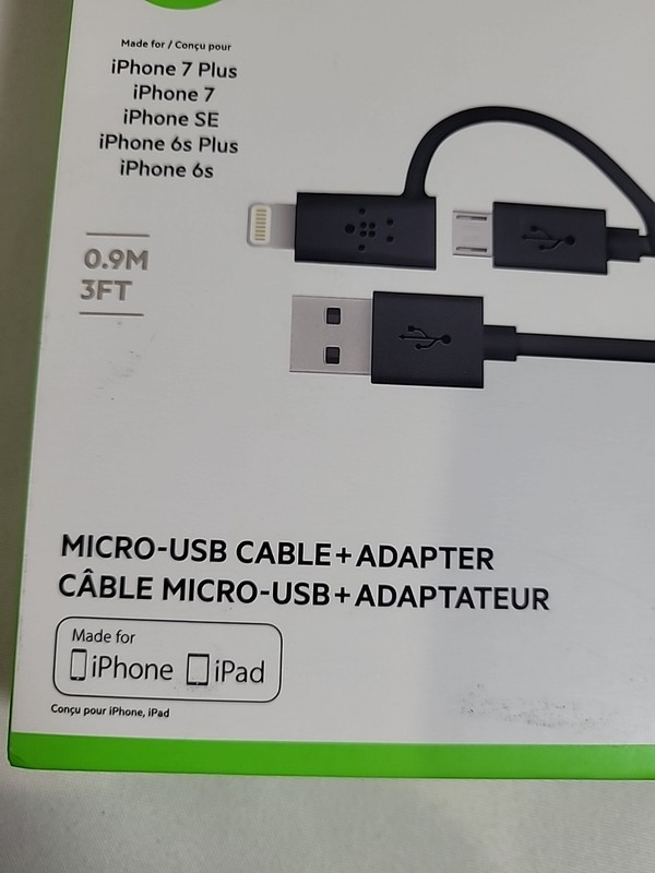 New BELKIN 3FT Cable + Adapter for Android & iPhone New gallery