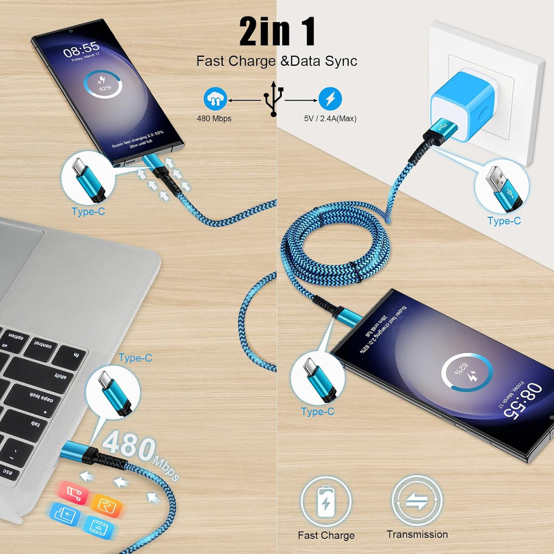 USB C Charger Cable 6Ft/3Pack for Iphone 17 16E/16/16 Pro/16 Pro Max/16 Plus,15/ gallery