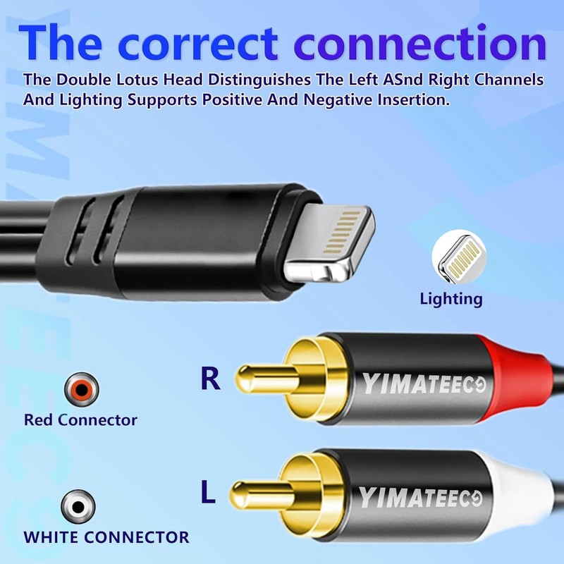 Lightning to RCA Cable Audio Aux Adapter, [MFi Certified] 2 RCA Audio Y Splitter gallery