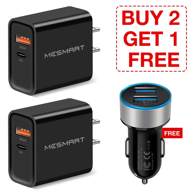 Fast USB+Type C Wall Charger Adapter For iPad Pro 12.9 iPhone 16 Pro Max 17 Plus