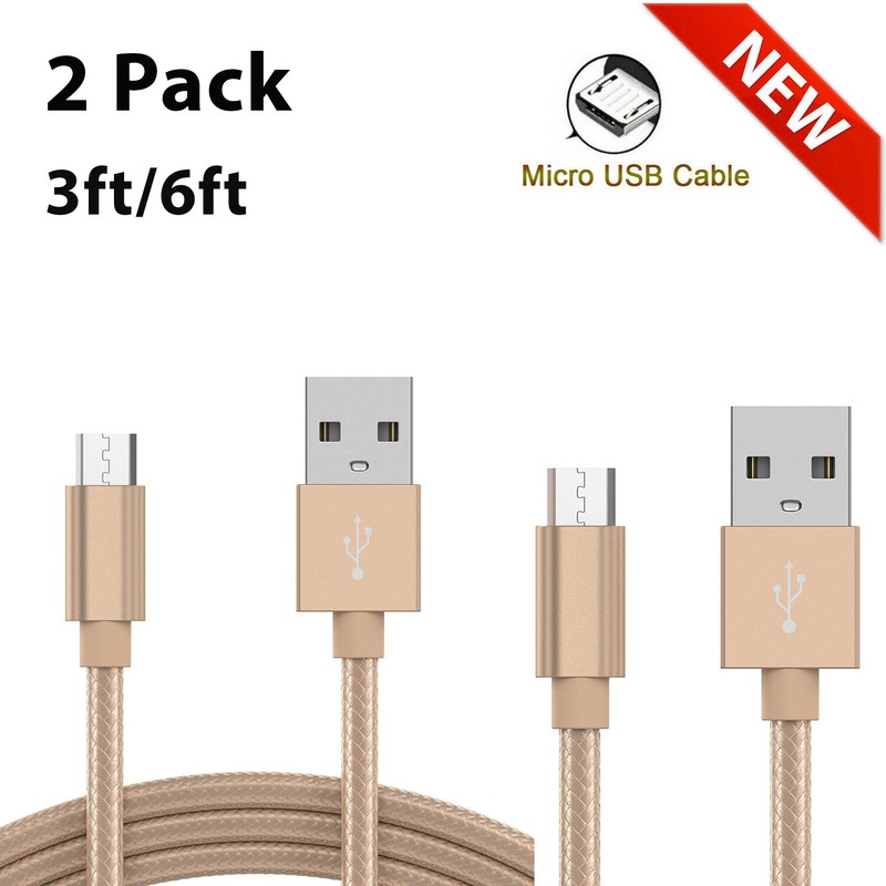 2-Pack Micro USB Charger Fast Charging Cable Cord For Samsung Android Phone