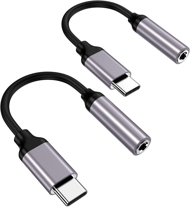 USB Type C to 3.5mm Headphone Jack Adapter, (2-pack) USB C to Aux Female Audio D