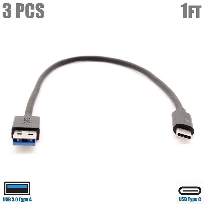 3x 1FT USB-C 3.1 Type C to USB-A 3.0 Sync Data Charge Cable Fast Charging Cord