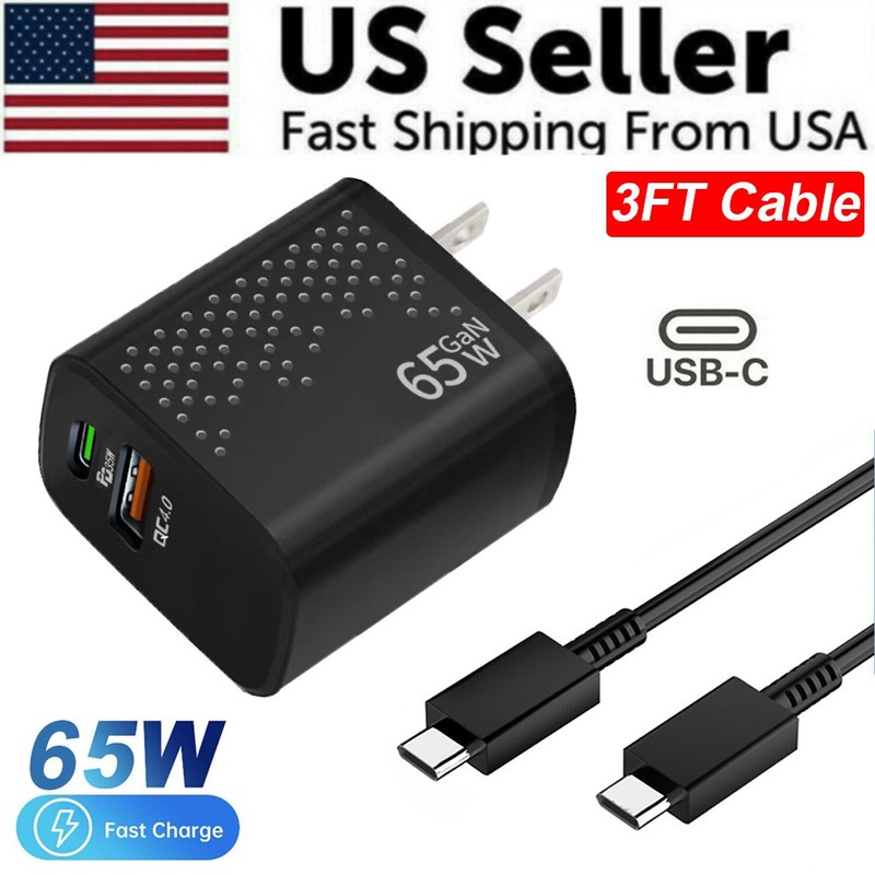 For Samsung Galaxy S22 S23 S21 45W Type USB C Super Fast Wall Charger+3ft Cable