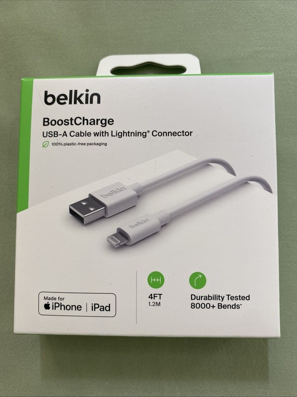Belkin BOOST CHARGE MFi-Certified USB-A Cable with Lightning Connector 4FT F/Shi