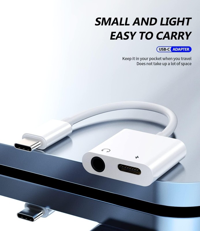 2 in 1 Charger Headphone USB Type C to 3.5mm Aux Audio Cable Cord Adapter lot gallery