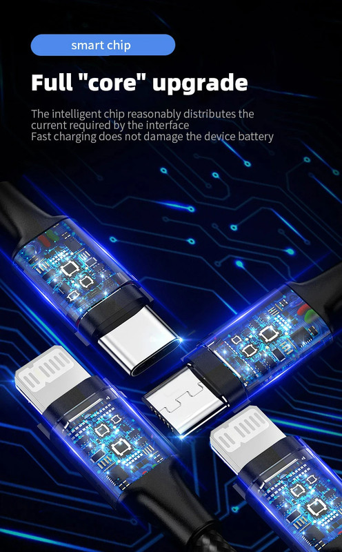 4 In 1/ 3 In 1 Micro USB Type C Fast Charging Cable 3A Quick Charge Phone Cord gallery