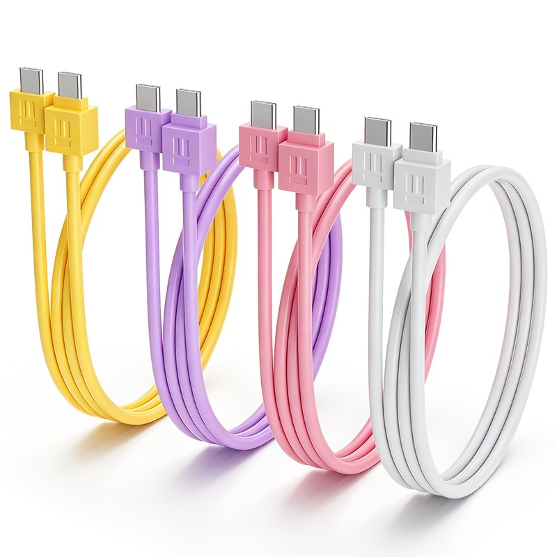 4-Pack USB C Cable to C Charging Cord Multi Color Pack Fast Power Charger Lead