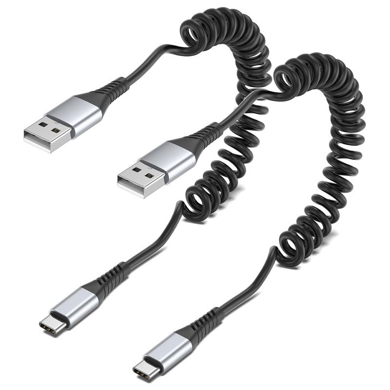 Coiled USB C to USB C Cable, 2 Pack Retractable USB Type C Charging Cable 60W US gallery