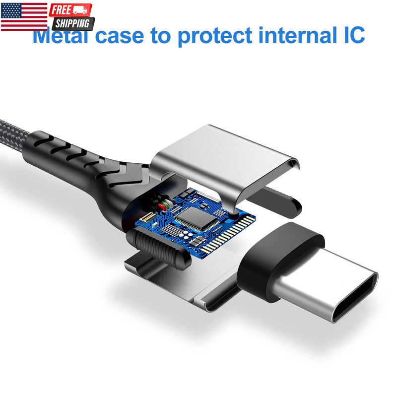 2Pack 10Ft USB C Charger Cable - 100W Fast Charging for Android/Phone/Pad, Type gallery