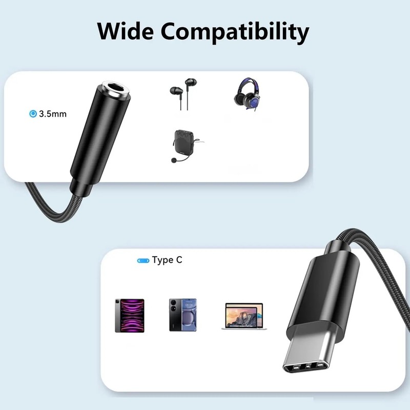 Digital Type-C Adapter Extension Cable to 3.5mm AUX Earphones Headphones gallery