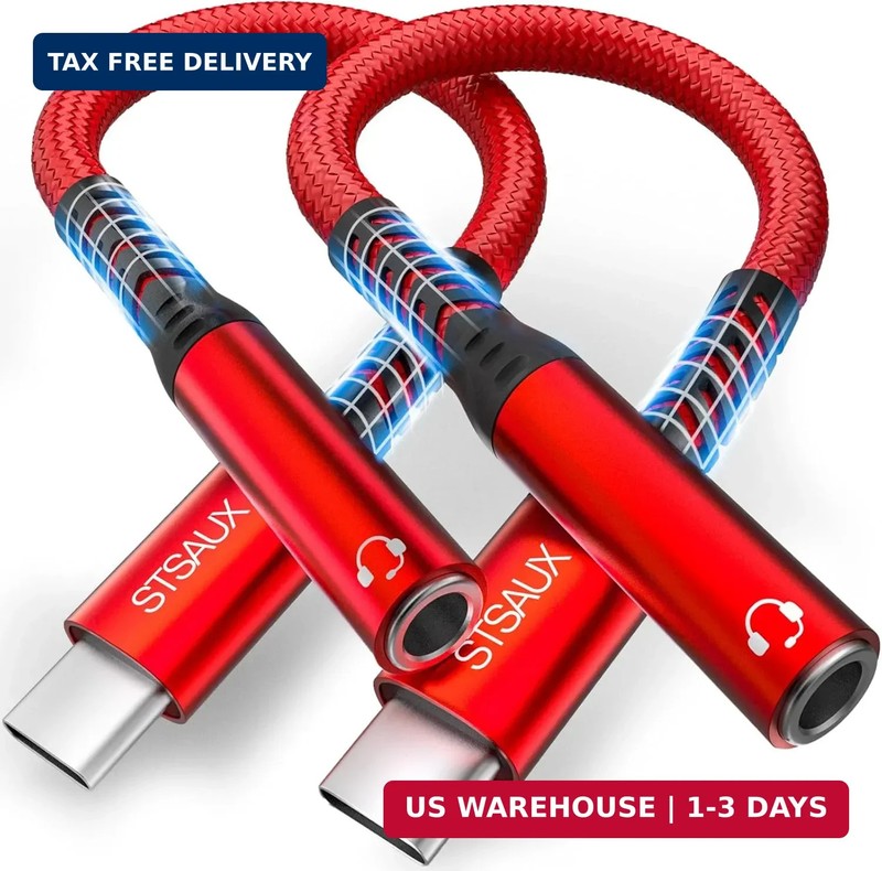 USB Type C to 3.5mm Female Headphone Jack Adapter, USB C to Aux Audio Dongle Cab