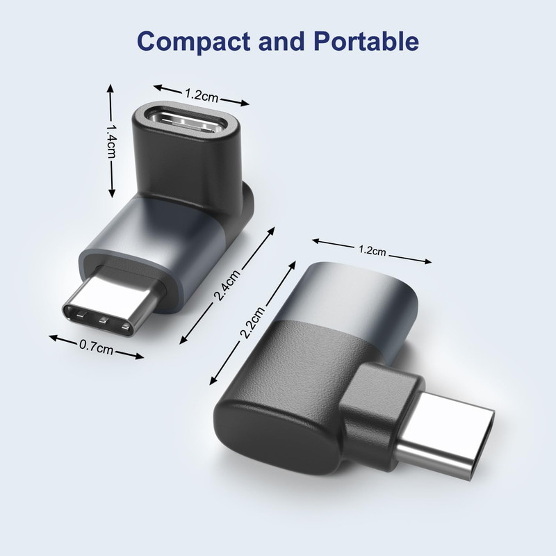 90 Degree USB C Adapter 3Pack,Right Angle USBC Male to Type C Female Extender Co gallery