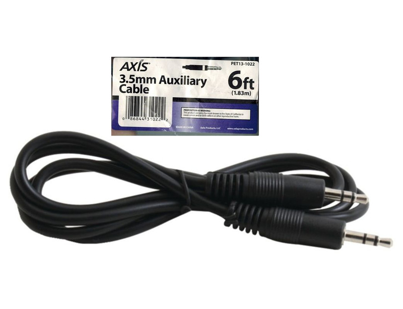 Axis 3.5mm Car Audio Adapter Headphone Jack Stereo Male to Male AUX Cable 6ft gallery