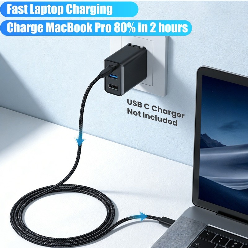 100W USB-C to USB-C Cable Fast Charger PD Nylon Cord For iPhone 16 17 Samsung gallery