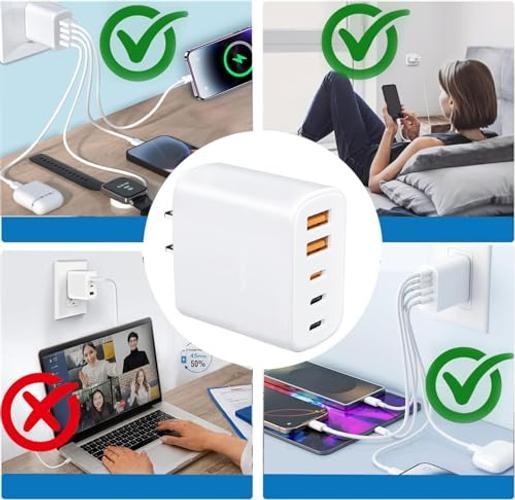 USB C Wall Charger，Multi-Port (3C+2A) Fast Charging Wall Plug with 4FT& 6FT gallery
