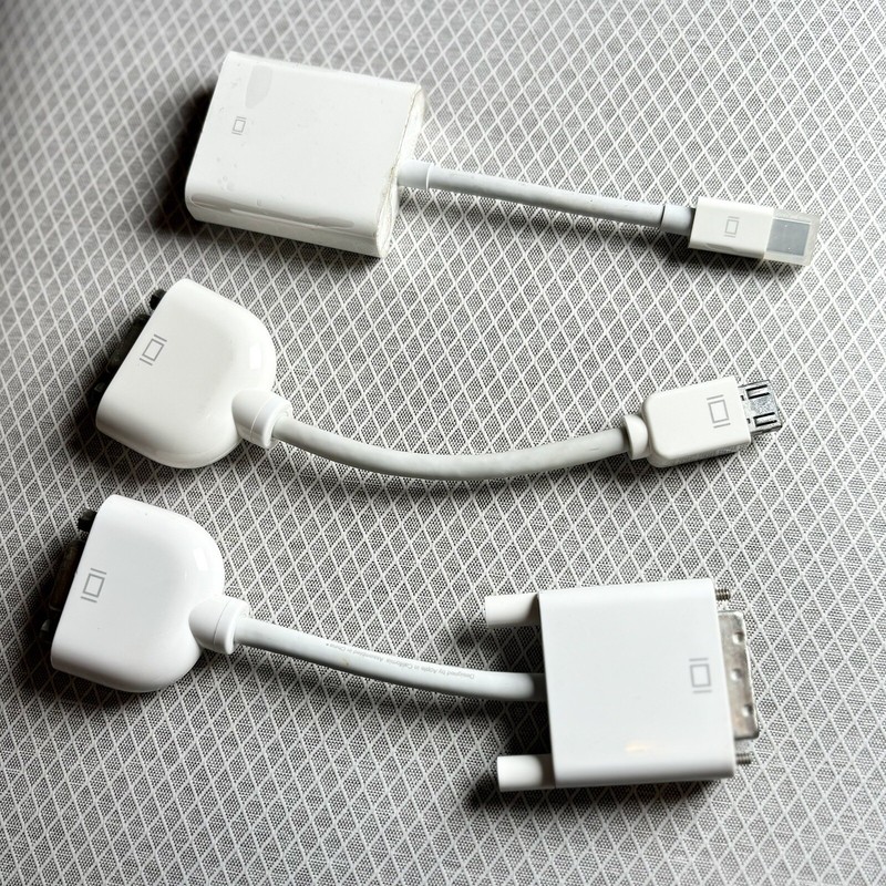 Lot Of 3 Apple Adapters • Incl. Mini Display Port to VGA Adapter NEW, VGA To DVI