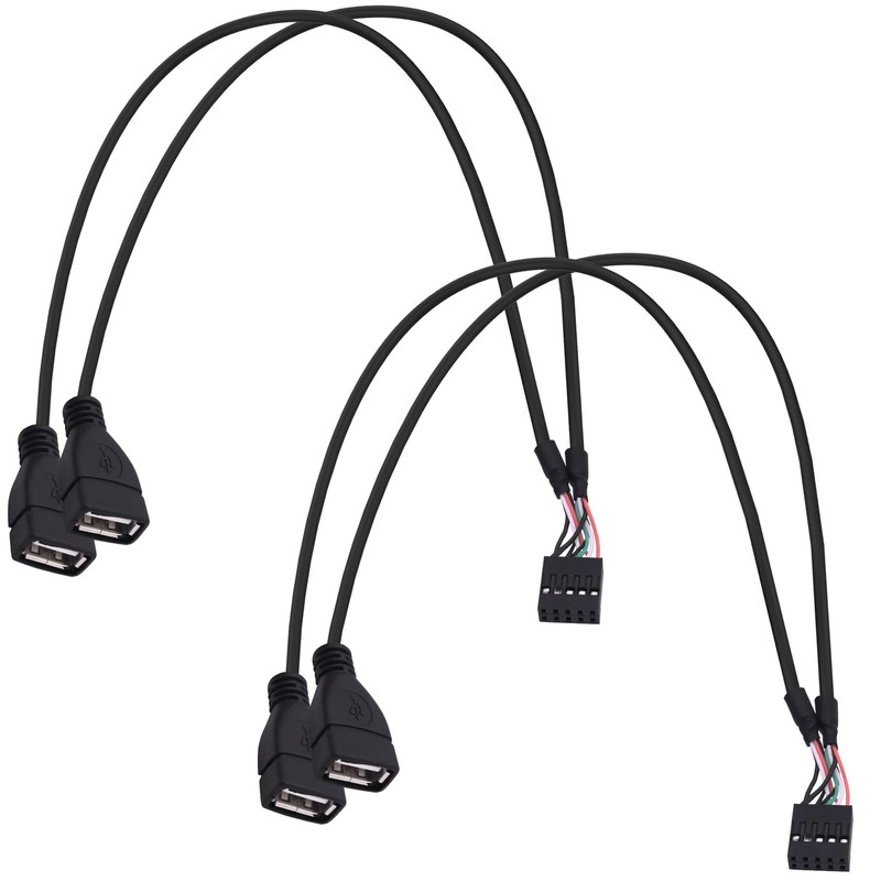 2 PCS USB 2.0 10 Pin Header To Dual Type A Adapter Splitter Cable 50CM