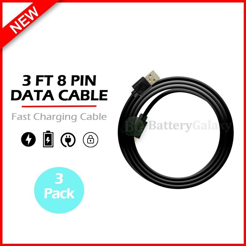 USB Fast Charger Cable For iPad iPhone 6 7 8 X XR 11 12 13 14 Safety 3-PACK 3 FT
