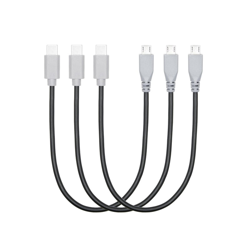3 PCS 10 Inch Short USB C To Micro USB Data Charging Cable Converter OTG