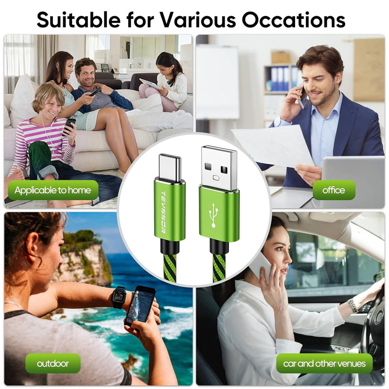USB C Cable 10FT 5-Pack Nylon Braided USB a to Type C Fast Charging Cord Compati gallery